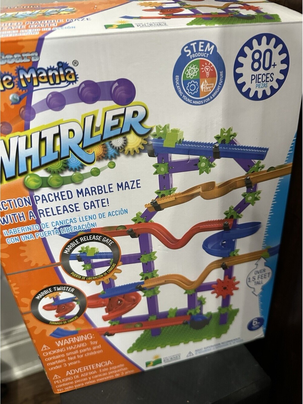 Marble Mania Whirler Marble Run Building Set 80+ Pieces STEM Plastic Boxed